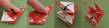 Origami Faltenanleitung, Christbaum aus Japanpaier Washi3