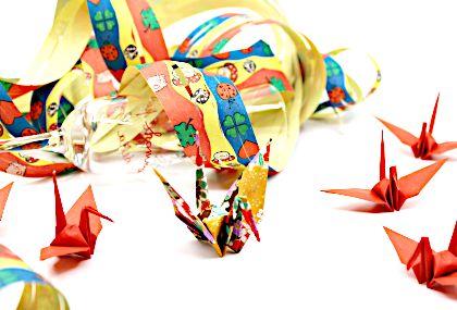 Origami_Kranich_als_Deko,Geburtstage
