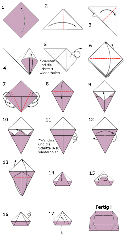 Origami Anleitung, Teelicht Schale