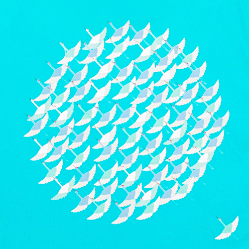 Furoshiki mit Kranichmuster in Türkisblau