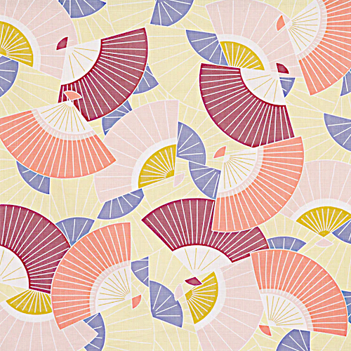 traditionell japanisches Geschenktuch mit Fächer-Muster, zitronengelb