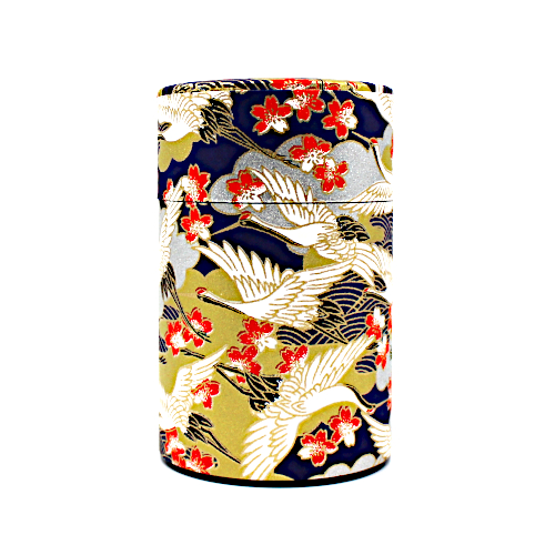 Japanische Teedose, kranich, dunkelblau