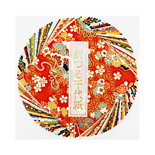 Traditionelles japanisches Origami-Papier, bunt gemustert und einfarbig