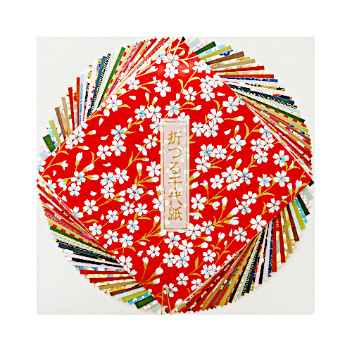 Bunter Stapel japanisches Washi-Origami-Papier.