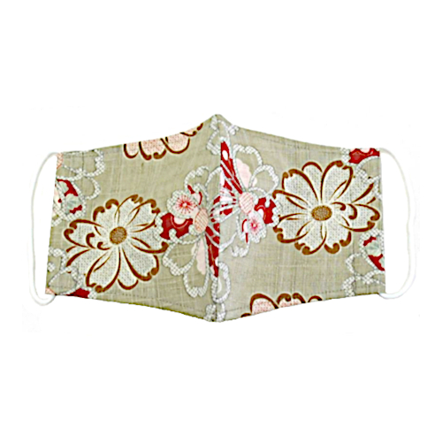 Stoffmaske, Blumen, beige