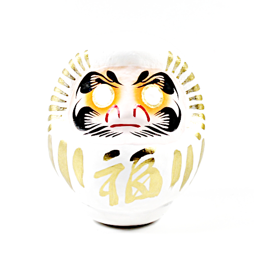 Weisser Daruma Puppe 9cm Prüfungserfolg Talisman Schweiz