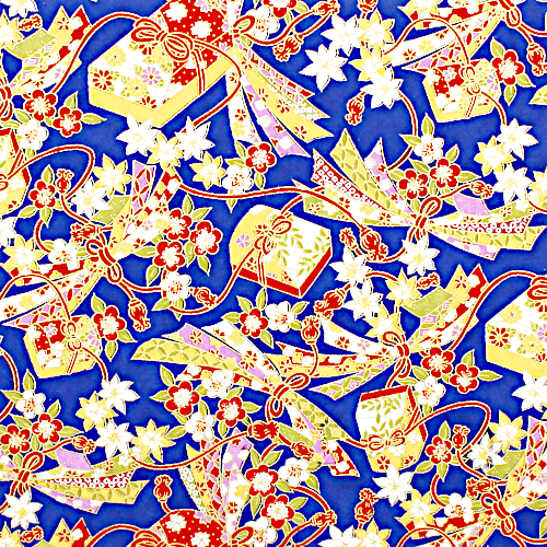 Origami Papier, Japanisches Papier Grossformat 67 x 99 cm, Tamatebako und Blumen, blau
