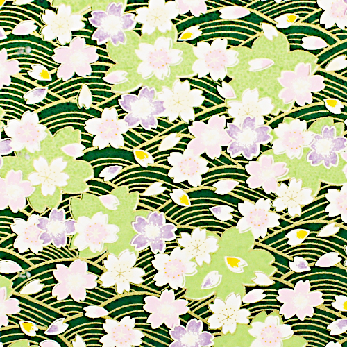 Origami Papier, Japanisches Papier Grossformat 67 x 99 cm, Kirschblüten, grün
